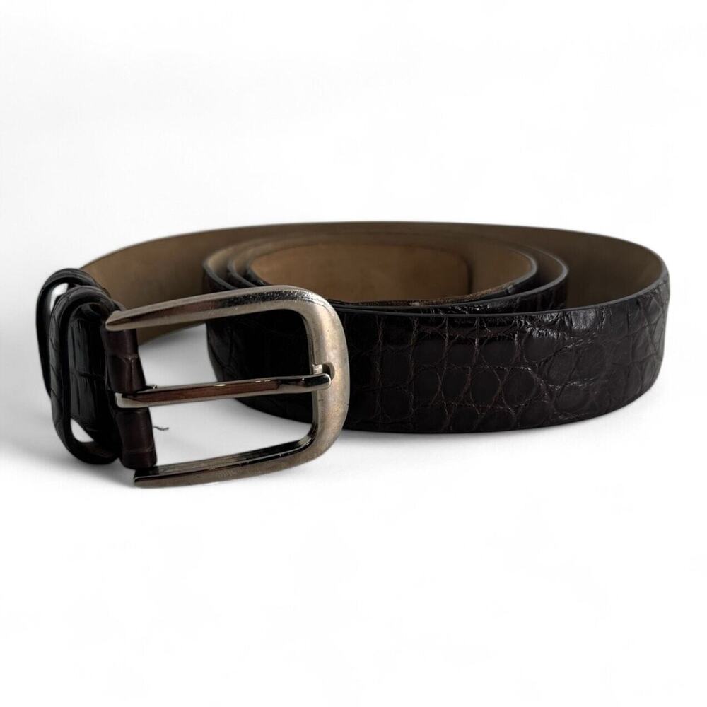Cesare Attolini Brown Alligator Belt Size 44 110cm (NEEDS REPAIR)